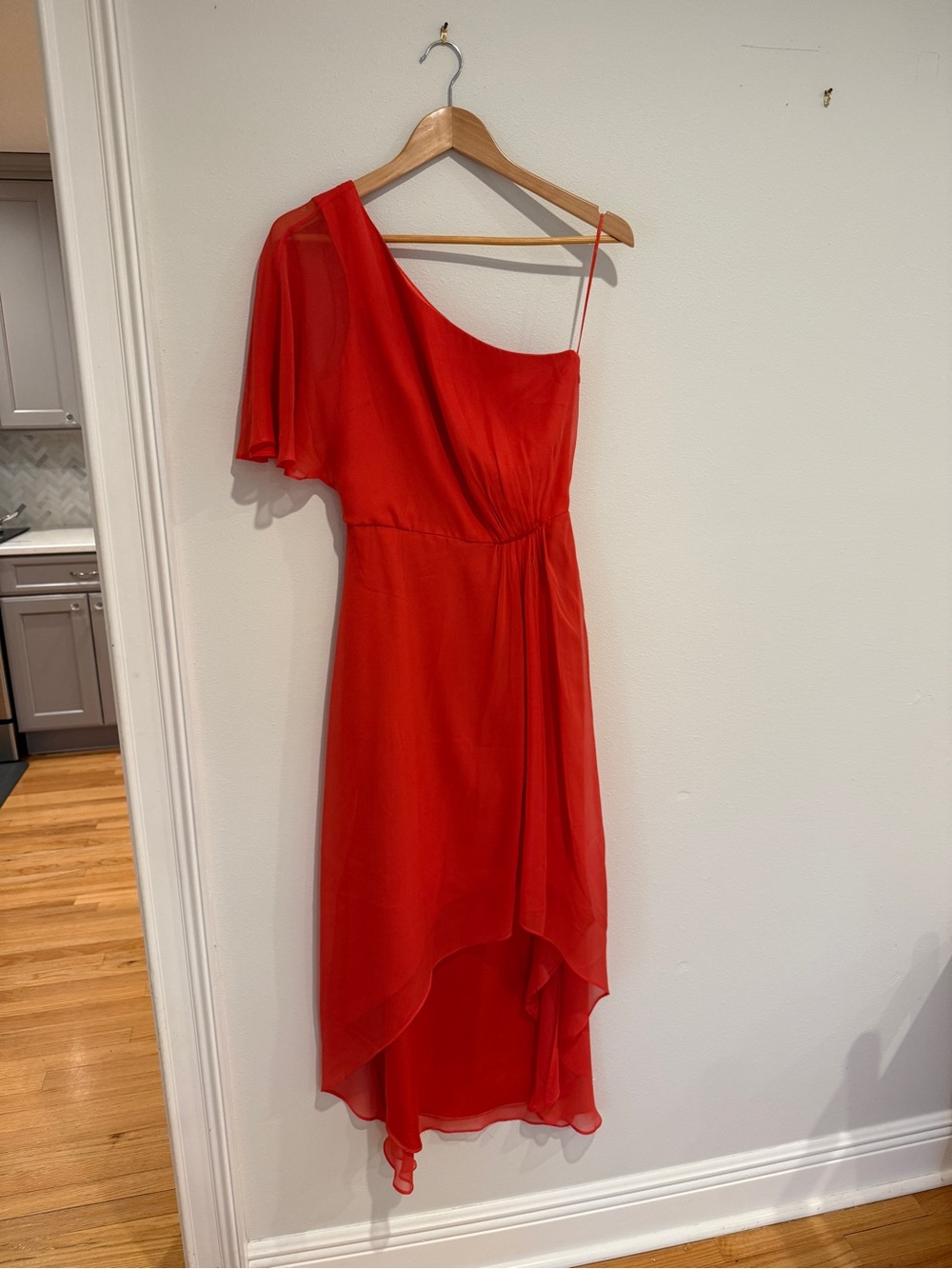 Trina Turk One-Shoulder Red Draped Evening Dress